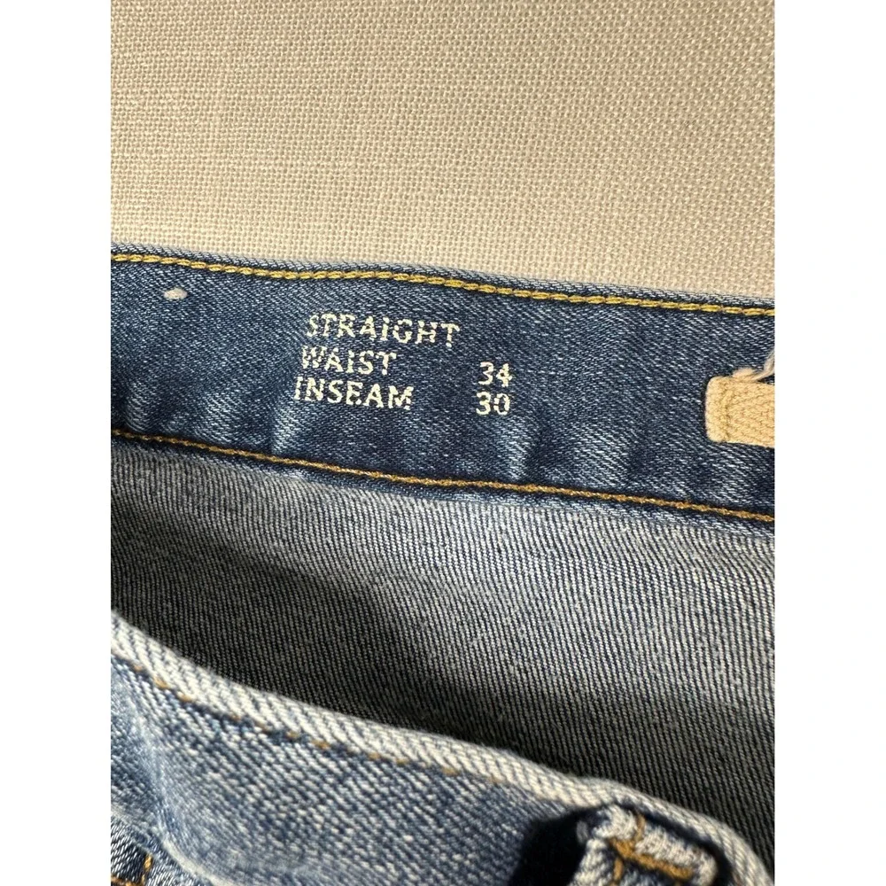 Banana Republic Mens Straight Leg Jeans Medium Wash Blue Denim 34x30 Stretch